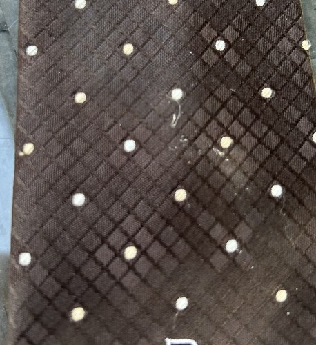 Corbata de cuello vintage Christian Dior para hombre marrón punteado poliéster logotipo - Imagen 7 de 7