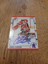 CHRIS TERRERI 1990-91 SCORE #239 AUTO SIGNED NEW JERSEY DEVILS PROVIDENCE RC