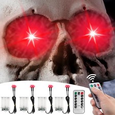 4 Pack Halloween Decoration LED Glowing Light Up Skulls Eyes, Horror DIY Red
