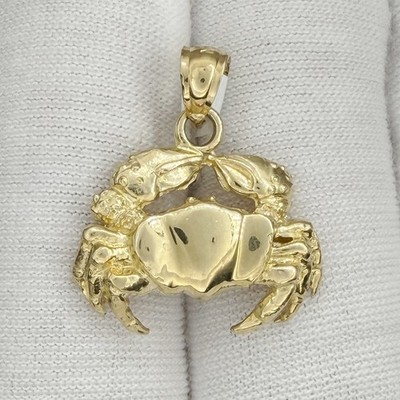 10k Gelbgold Krabbe Tier Charm Anhänger Ozean Strand Maritim Schmuck