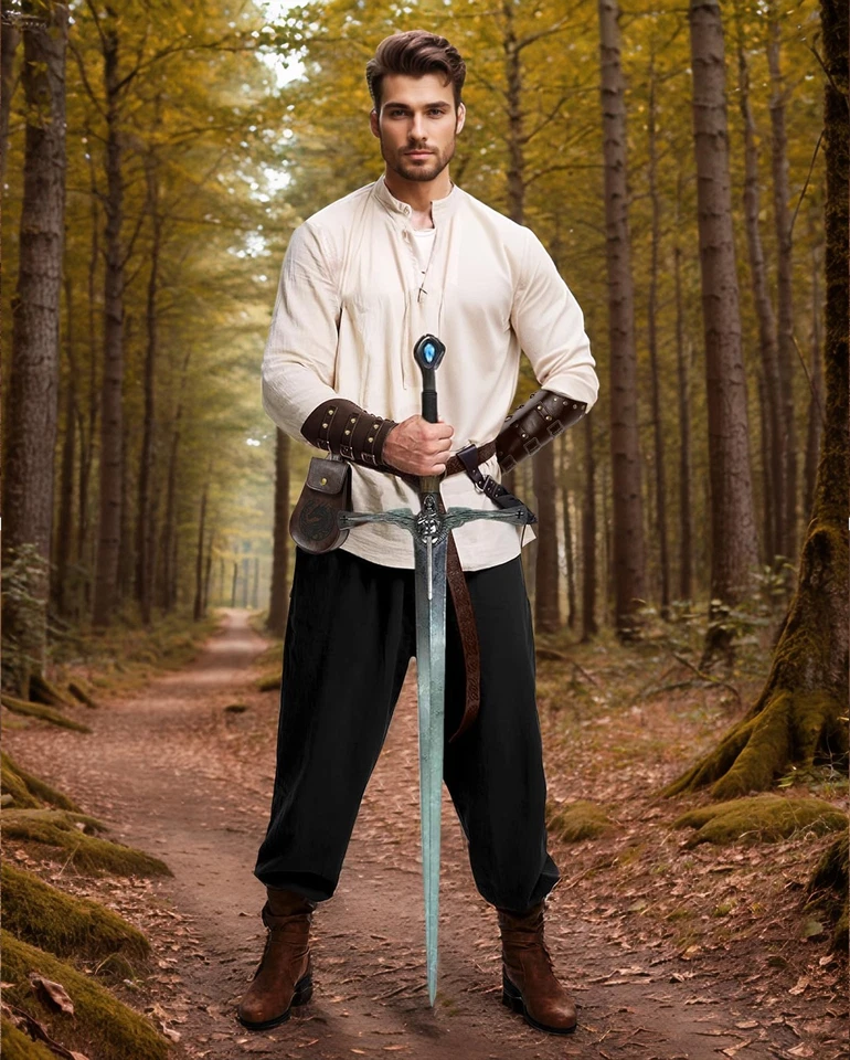 3PCS Renaissance for Men – Viking Renaissance Belt, Medieval Pouch & Leather ... - Image 2 of 4