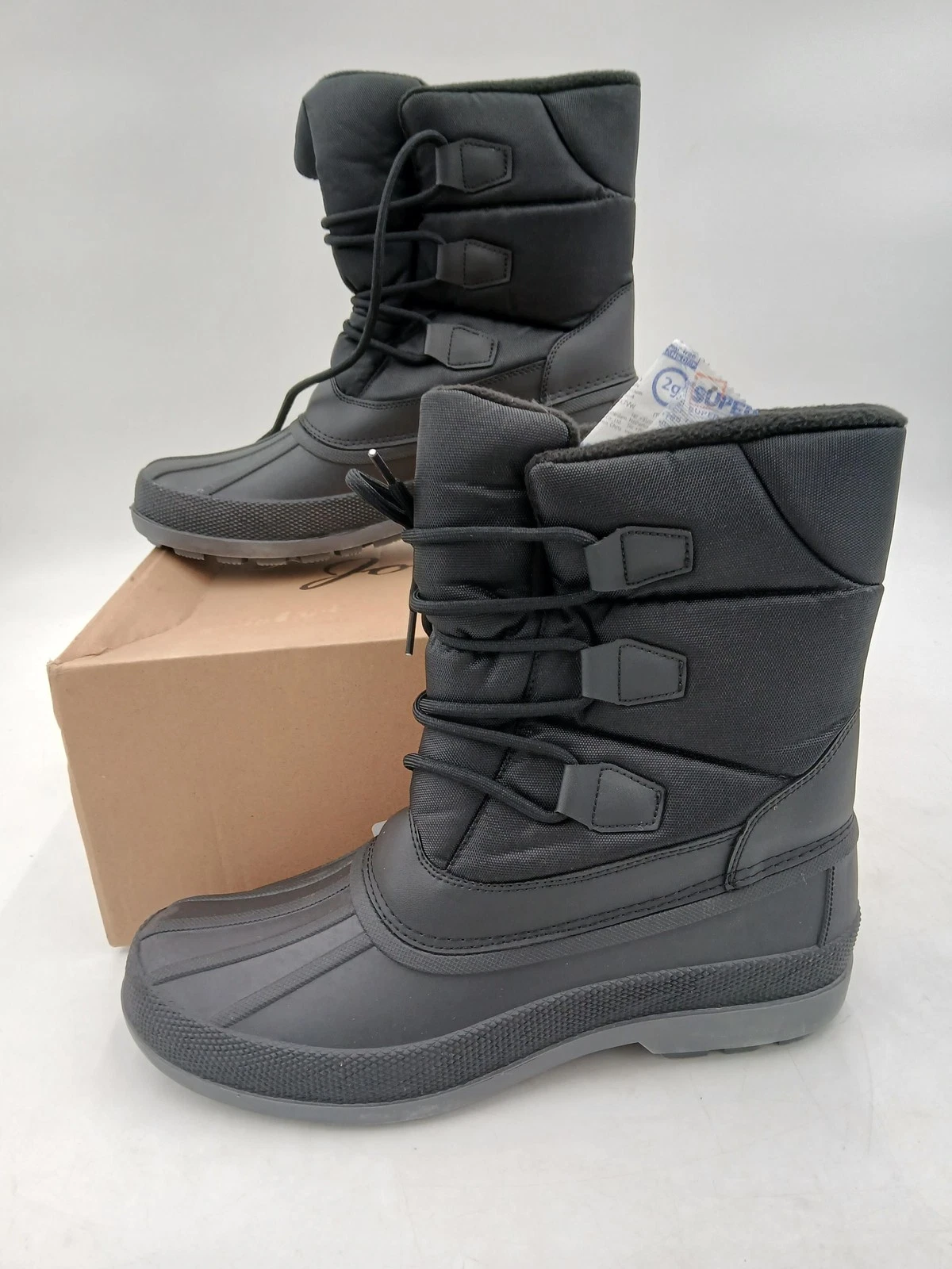 Jousen AMY691A Snow Boots Mens Black Insulated Fur Lined Warm Winter Size 9