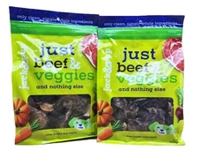 Set of 2 Bags - Just Beef Lungs & Veggie Natural Dog Chew Treats 7oz ea bag