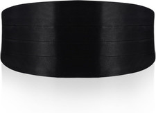 Lusofie Men'S Solid Color Cummerbund Black Cumberbund Men with Adjustable Band f