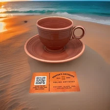 Fiestaware Vintage Rose Teacup and Saucer Set Fiesta HLC WV USA 1950’s @@@@@@@@@