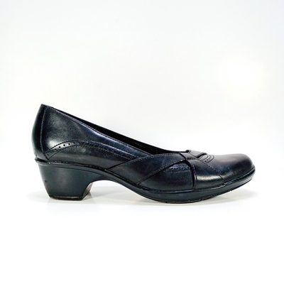 #ad Clarks Womens 9.5 Black Leather Block Heel Slip On Shoes $24.90