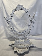 Cornice specchio vanità cherubino in ghisa vintage ornato stile vittoriano senza vetro