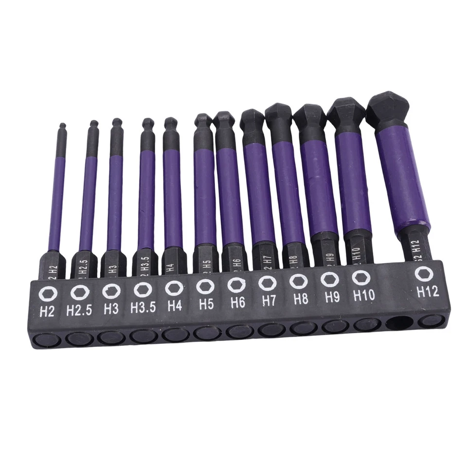 Ball End Hex Bit Set Ball End Hex Drill Bits 12 Pcs 1/4 Inch Hex Shank For - Image 4 of 4