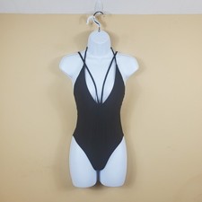 Alotpower Black Strappy One-Piece Swimsuit Size S