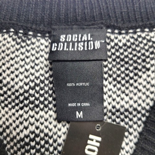 NWT Social Collision Hot Topic Heart Sweater Vest Black & White Check Size Med - Picture 3 of 11