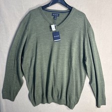 NWT Jos A Bank Men's Tailored Fit V-Neck Sweater Size 2X Green Merino Wool