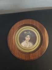  Vtg Flue Cover Victorian Style Beautiful Lady Wooden Frame 9 1/2”