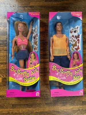 Barbie & Ken Butterfly Art Tattoo Doll Set 1998 Mattel 20359, 22995