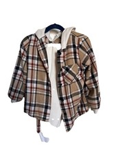 Boys plaid hooded shirt and pants set- 6 years
