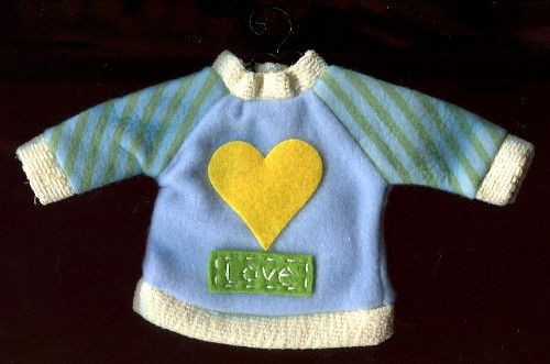 Teresa Kogut LOVE SWEATSHIRT/Sweater for a Cold Little BEAR or DOLL Metal Hanger - Picture 1 of 3