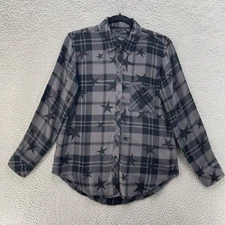 Rails Shirt Womens Extra Small Grey Plaid Hunter Ash Twilight Stars Chest Pocket