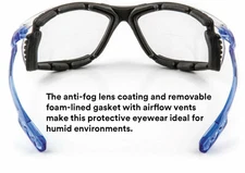 3M Foam-Gasket Safety Glasses Indoor/Outdoor Anti-Fog MIRROR Lenses Blocks UV