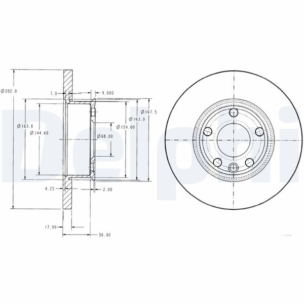 2X Bremsscheibe Delphi BG2898 FüR T4 VW 7DB 70B 70C Transporter 70A 70H 7DA 7DH-image