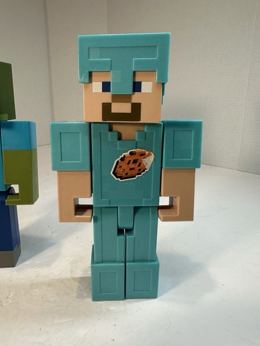 2x Minecraft Zombie, Armatura Steve Modellino Grande Scala Giocattolo Mattel Mojang - Foto 4 di 5