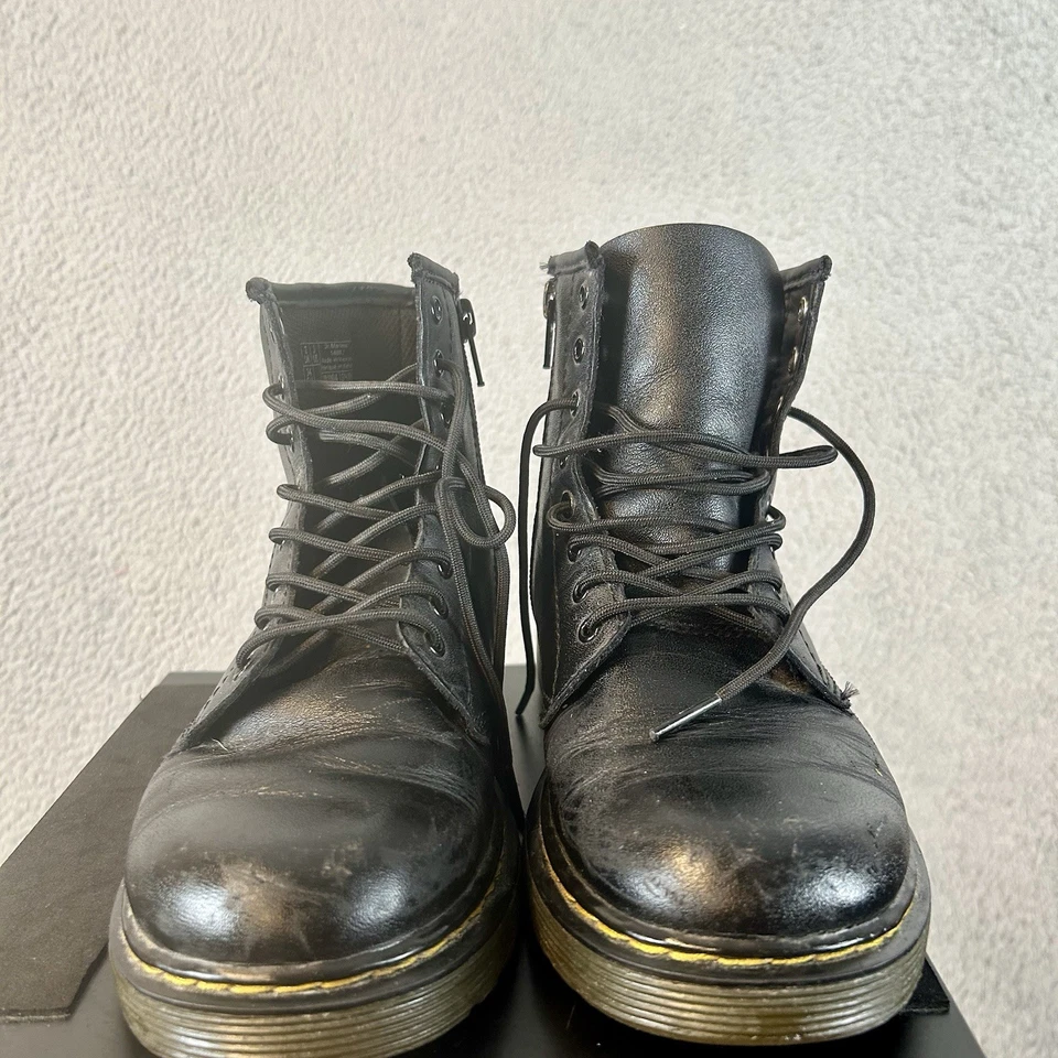 Dr. Martens Docs 1460 J 战斗靴青少年尺寸 3 黑色皮革侧拉链 — 第 2/4 张图片