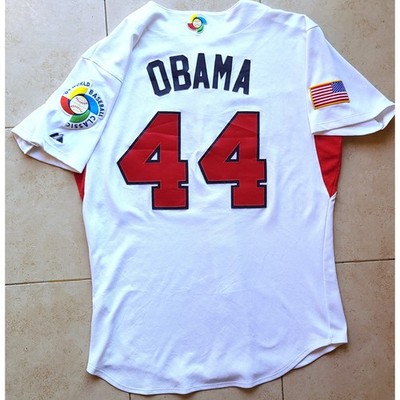 OBAMA 44 WBC 2009 USA Majestic jersey L World Baseball Classic