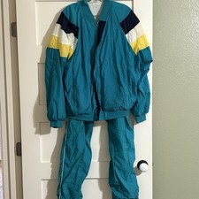 Vtg Christian Dior Monsieur Track Suit Mens L Green Yellow Color Block 90s Retro