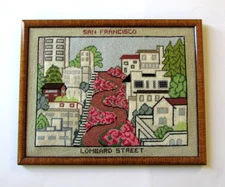 Mid Century Florence Pierce Needlepoint Lombard Street San Francisco