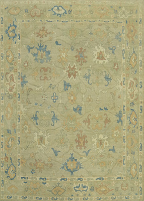 Vegetable Dye Oushak Turkish Hand-knotted Wool Rug for Living Room 8x10 ft