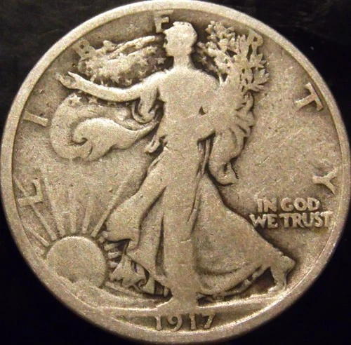 1917-D Reverse Walking Liberty Half Dollar Choice Original VG/Fine