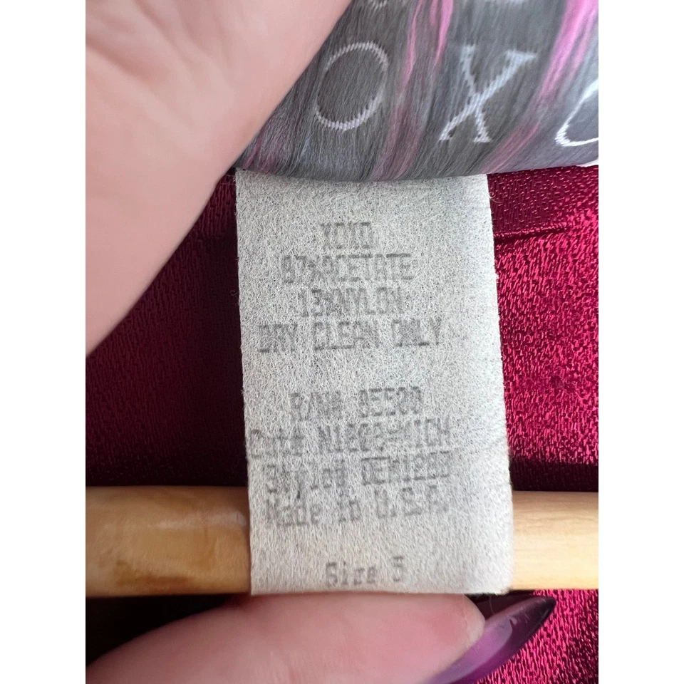 XoXo Vintage Y2K Burgundy Satin Babydoll Cap Sleeve Fit Flare Dress Size 5 - Image 3 of 4