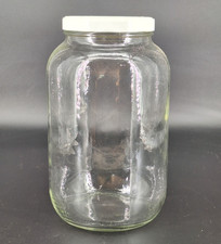 Gallon Jar Clear Glass w/ White Metal Twist Lid Canister Storage 10"