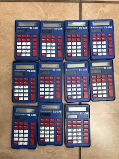 Lotto di 11 calcolatrici ad energia solare Texas Instruments Ti 108 Basic ottime