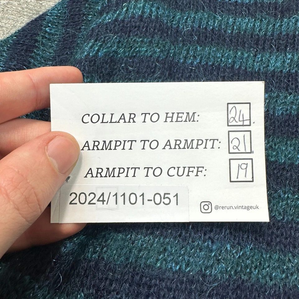 Vintage Basler Knit Jumper Mohair Blend Patterned Sweater Blue Womens Medium - Imagem 2 de 4