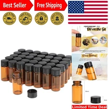 50 Pack Amber Glass Essential Oil Bottles - 5ml Leakproof Vials with Funnel