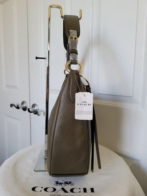 Coach Sutton Pebble Leather Hobo Shoulder Bag - Gold/Black (35593 