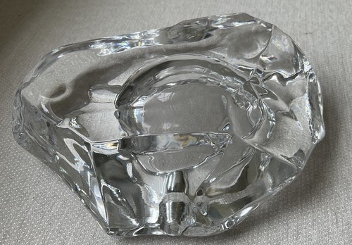 MCM Ice Block Crystal Glass Clear Ashtray Cigar/Cigarette VINTAGE 3 Slots - Picture 4 of 6