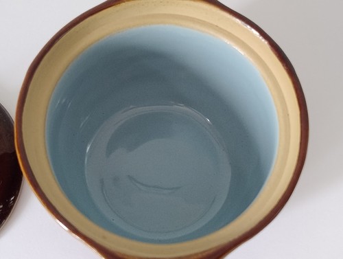 Vintage Denby Homestead Brown Lidded Marmite Pot (Blue Inside) - Picture 9 of 16