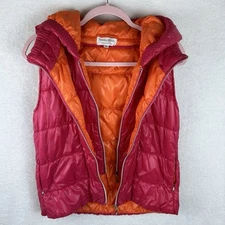 Venezia Milano Puffer Vest Hooded Pink Full Zip Women's Size Medium Layered Y2K