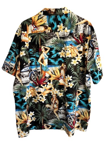 Vintage Tropicana Hawaiian Aloha Mens XXL Shirt Pin Up Girls Chopper Tropical - Picture 2 of 9