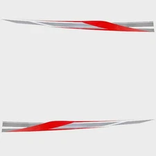 Tracker Boat Graphic Decals | Red Silver Stickers (Set of 2)