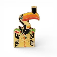 Vintage Guinness Toucan Compass Lapel Pin Directions N E S W Irish Brewery Ad
