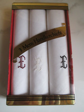 VINTAGE 1996  DAYTON HUDSON ~ MEN'S BOX OF (3) HANDKERCHIEFS ~ MONOGRAMMED 