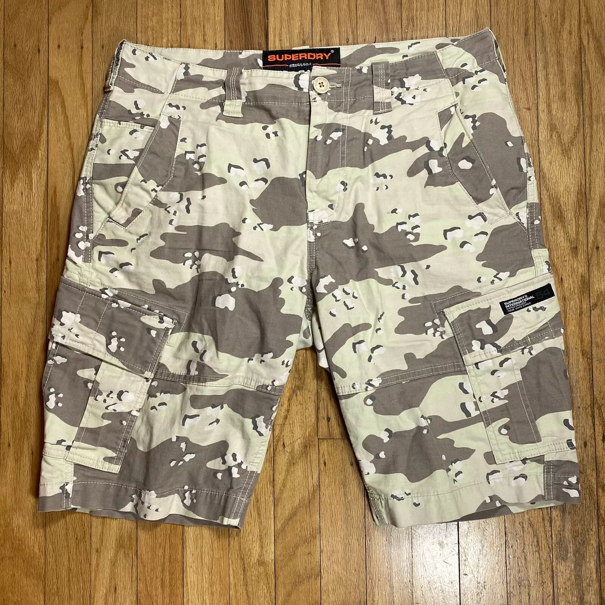 Stretch Sand Desert Camo Beige Cargo Superdry Brown Shorts Core Tan Mens eBay 32 |