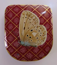 Vintage Edward Sharp & Sons Metal Tin Hinged Lid Box Red w Butterfly England