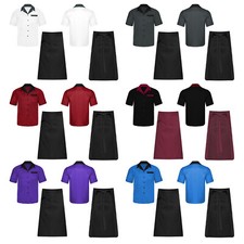 Unisex Mens Womens Chef Coat With Pocket Cook Uniform Button-up Apron Lace-up