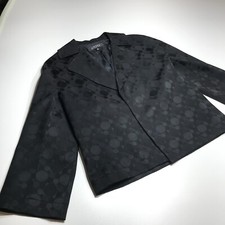 Kasper Blazer Jacket Size 6 Black Polka Dot Stretch Corpcore Fully Lined Career