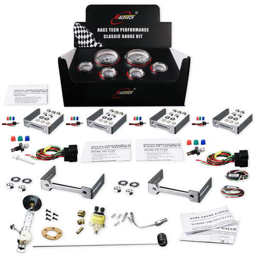 RT Classic 6 Gauge Set Speedometer Tachometer 140MPH 8000RPM Electrical 4 Color - Picture 10 of 14