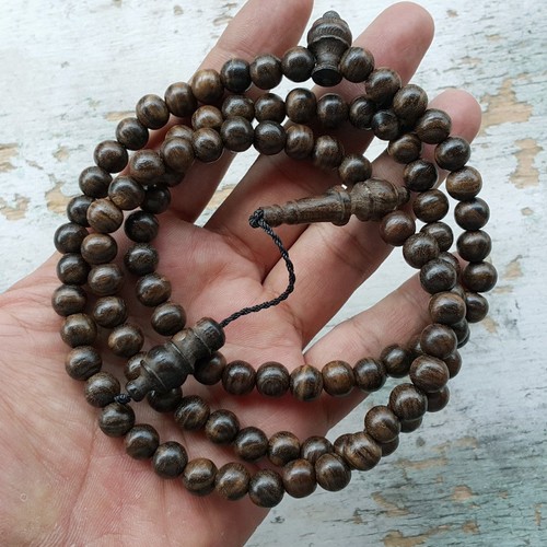 Kou Wood Islamic Tasbih 99 Prayer Beads Cordia Subcordata Kalimasada Misbaha - Picture 8 of 10