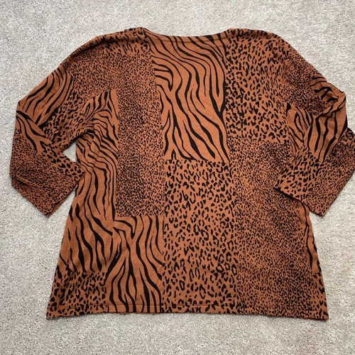 NEXT Animal Print Women's Top Large Leopard Beaded Zebra 3/4 Sleeve Mob Wife - Picture 10 of 11