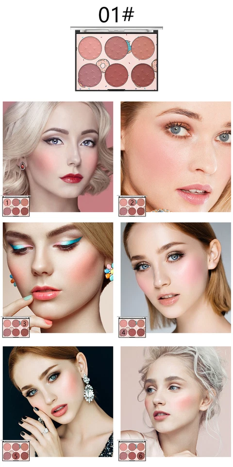 6 Color Blusher Palette Natural Matte Long-lasting Portable Blush Powder Pallet - Image 3 of 4